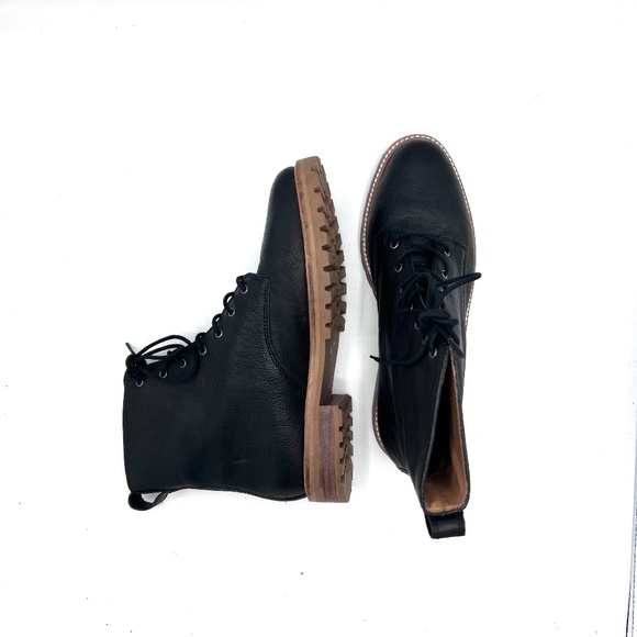 Madewell Women Combat Boot The Clair Leather Lace Up MA979 Black Grunge Punk - Picture 11 of 16
